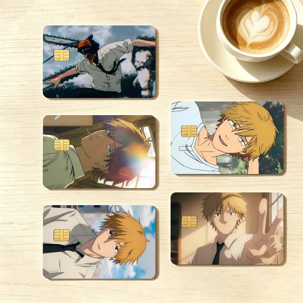 Anime C-Chainsaw Man Denji Credit Card HD Stickers Small Chip Waterproof Sticker Game Card Decal Gift