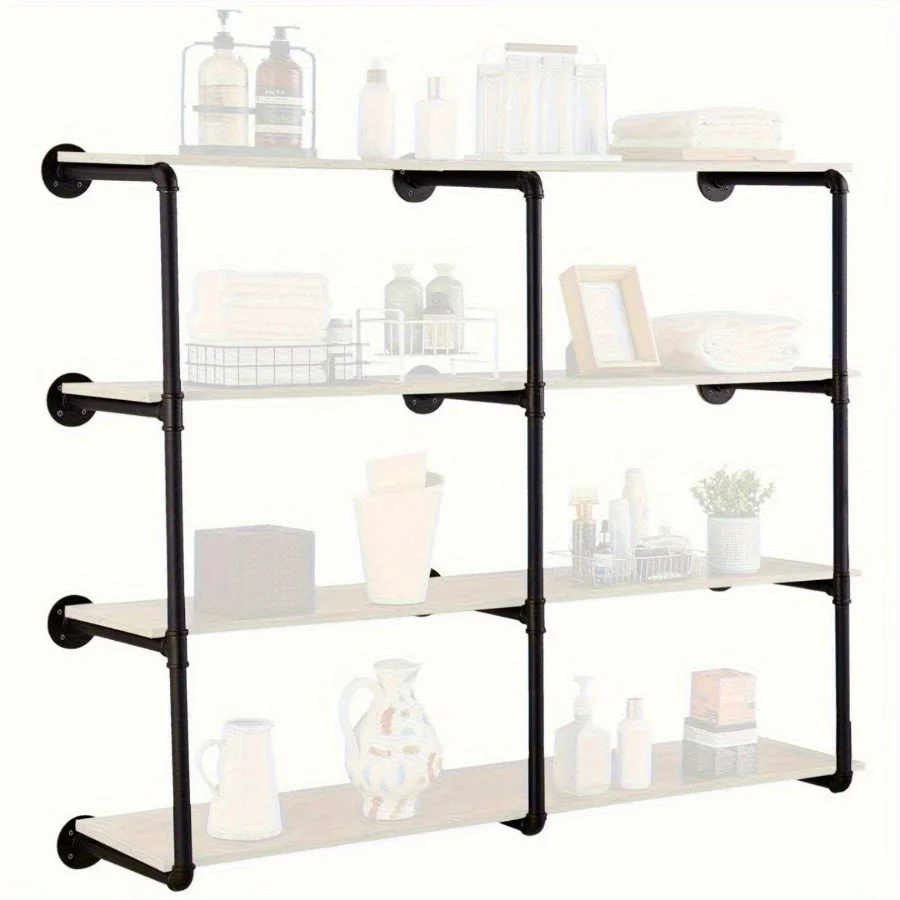 

Industrial Pipe Shelf 4 Tier 3PCS 11.8in W WallMount Planks NOT Included