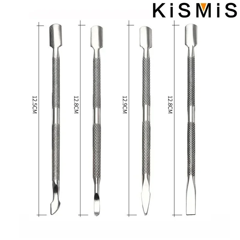 4Pcs Stainless Steel Cuticle Nail Pusher Spoon Remover Manicure Tools Set Professional Pedicure Kit Nail Care Clippers Nipper