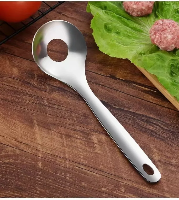 1 Stück Maker Löffel Fleisch Baller mit elliptischen Leckage Loch Edelstahl Fleisch Kugelform Küche Gadget Fleisch Werkzeuge – Detail 5
