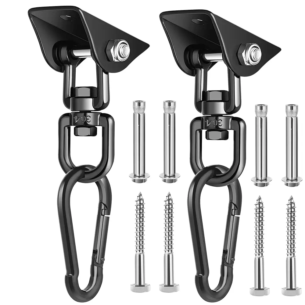 

Porch Swing Hanging Kit, 360°Rotating 1200 Lb Acity Hanger For Porch Swing, Hammocks, Swing Chair (2 Pack)
