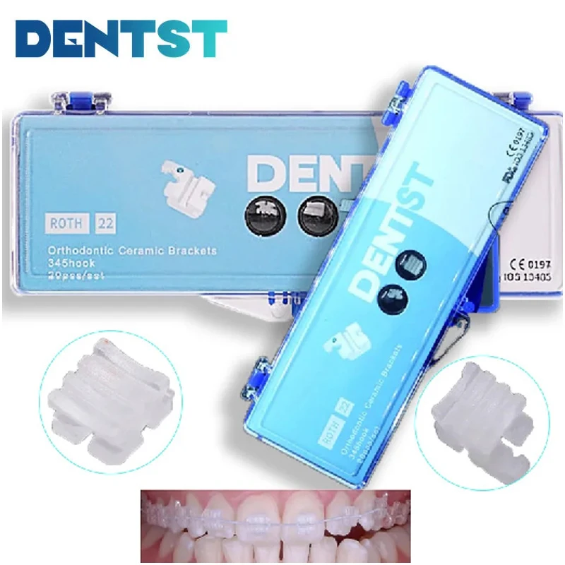 

Dentst 200pcs/10Box Dental Orthodontic Ceramic Brackets Brace Orthodontia Braces Roth/MBT 022 345 Hooks