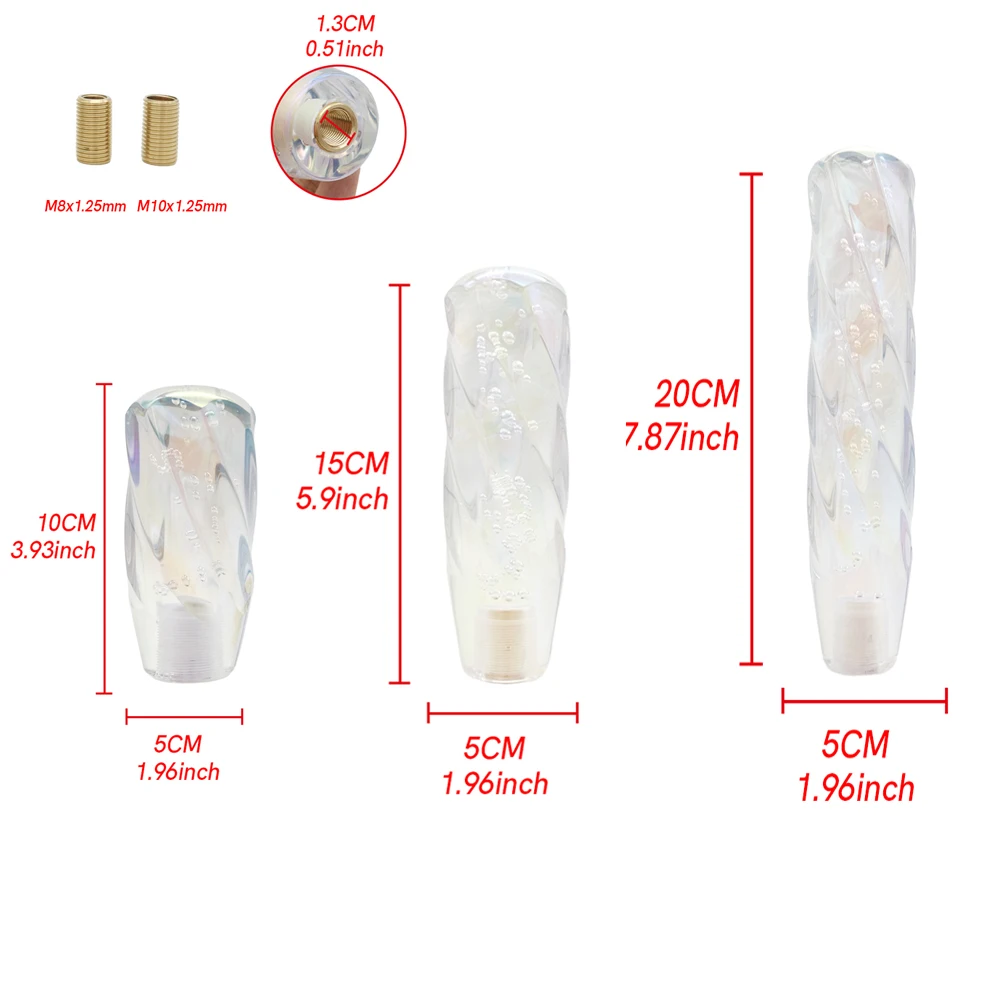 Car Manual Shifter Head Shift Knob Stick Crystal Transparent Colorful Gear Shift Knob Helicoid Pattern Shifter Lever