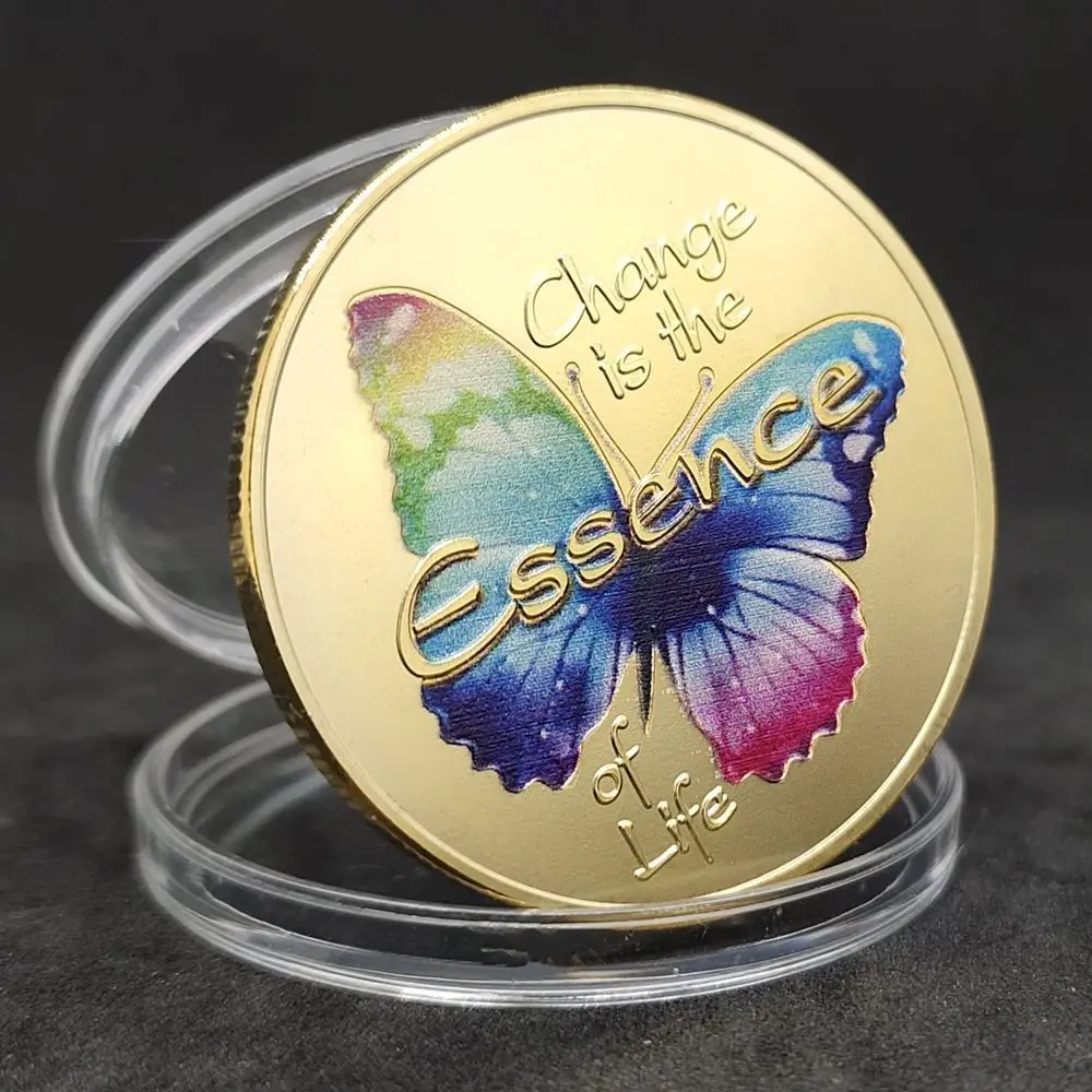 

1 PC Butterfly Commemorative Coin Lucky Coins Inspirational Wish Gold Medal Magnificent Change Colorful Painting Butterflys Toys