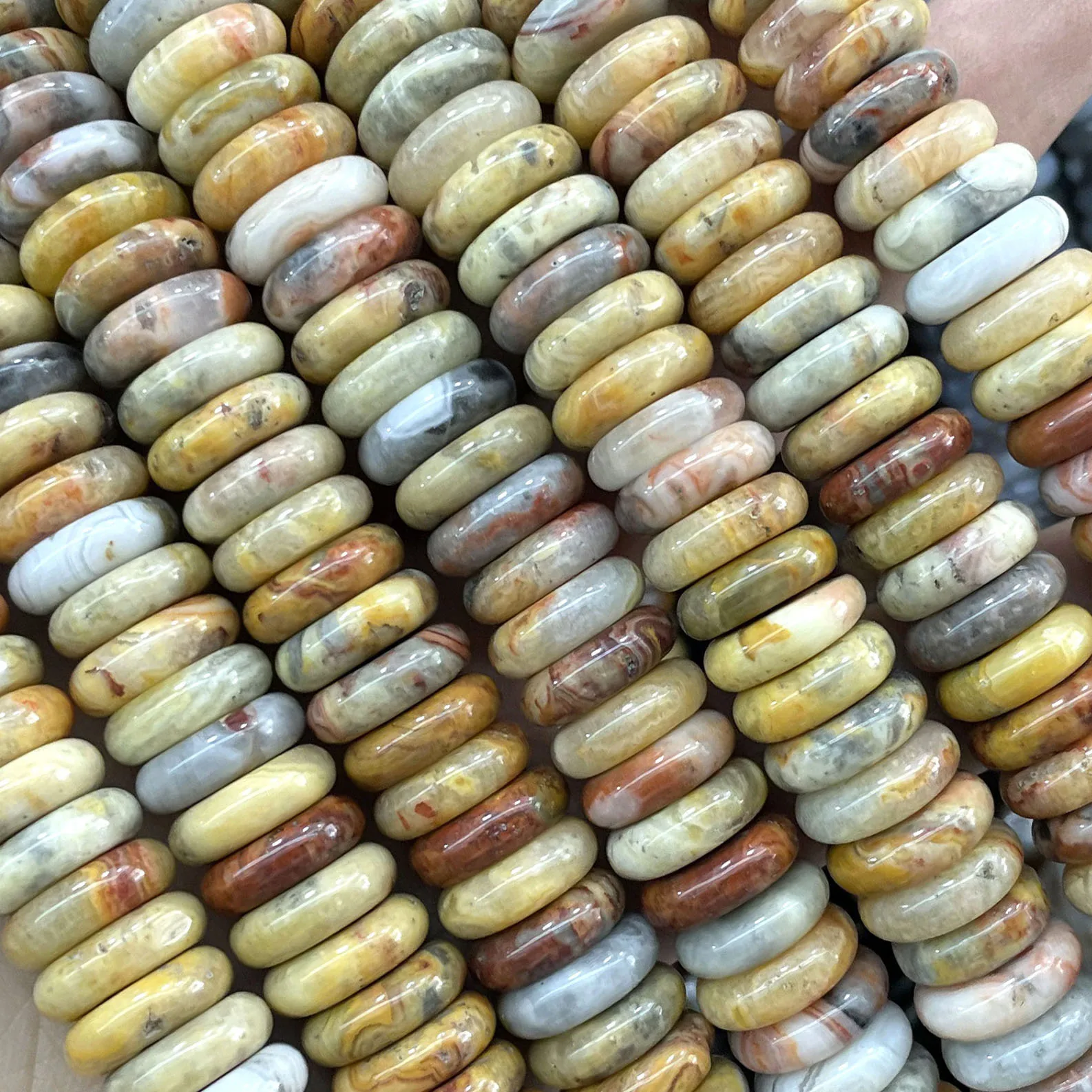 Naturstein-Rondelle, 7 Chakra-Quarz, Jaspis, Achate, Türkise, flache, runde Abstandsperlen für die Schmuckherstellung, DIY-Armband, Halskette – Detail 6