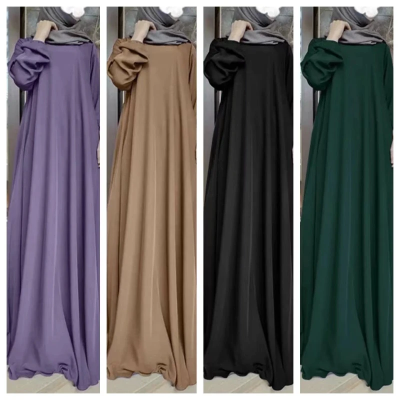 

2024 New Islam Abaya Dress Casual Solid Color Fashion Robe Femme Muselmane Loose Women's Dress for Europe and America