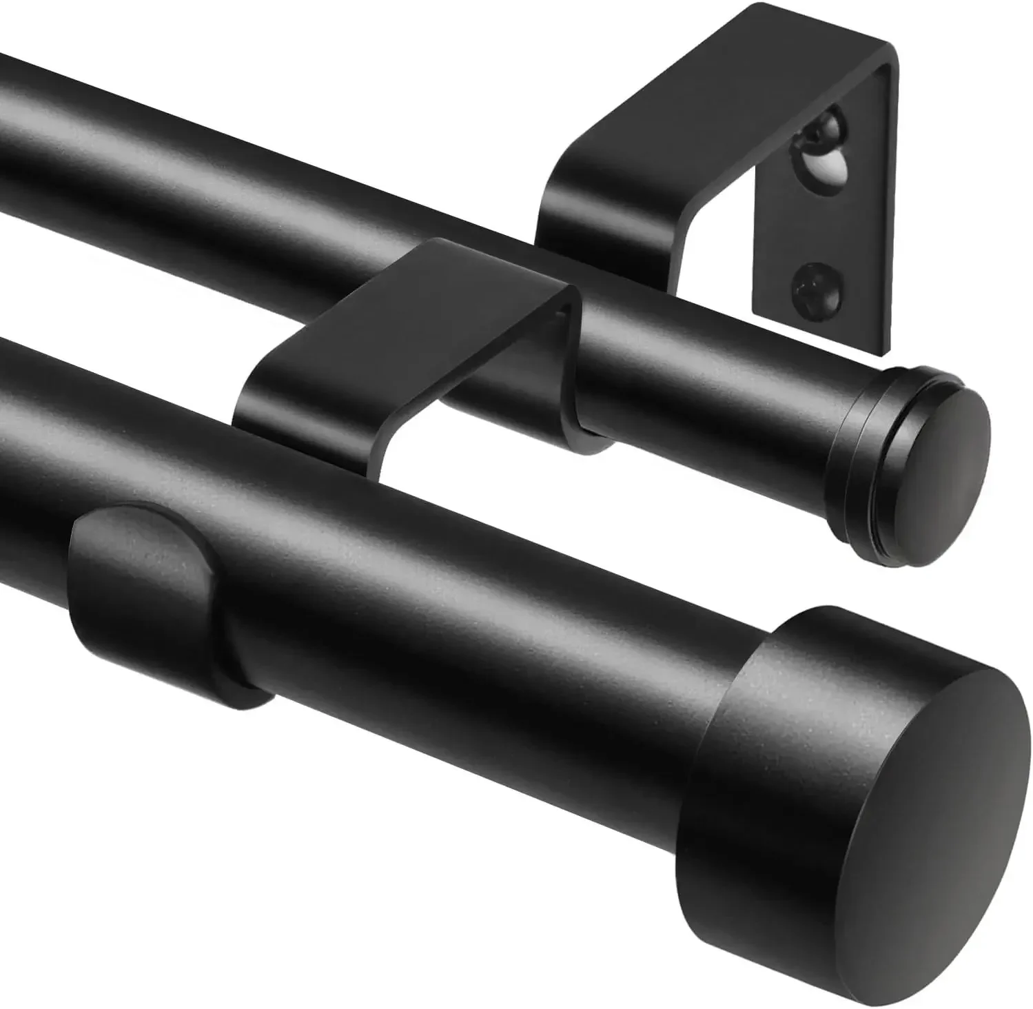

1 Inch Double Curtain Rods 66 to 120 Inches (5.5-10 Feet), Heavy Duty Adjustable Double Curtain Rod for Windows, Black