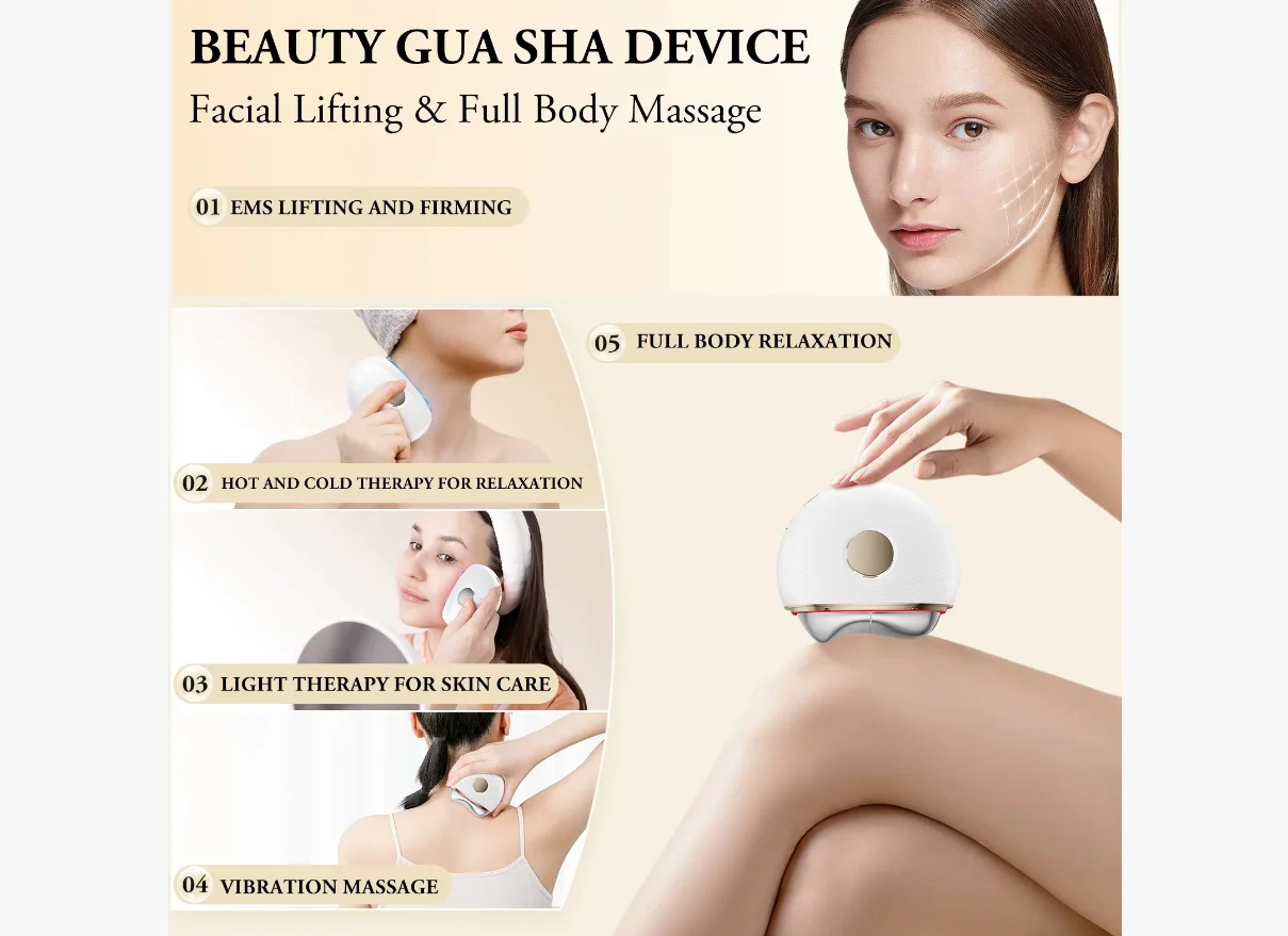 Masseur électrique Guasha EMS Lifting du visage supprimer l'œdème raffermissant la peau Clod chaleur corps grattage thérapie soins de la peau dispositif de beauté