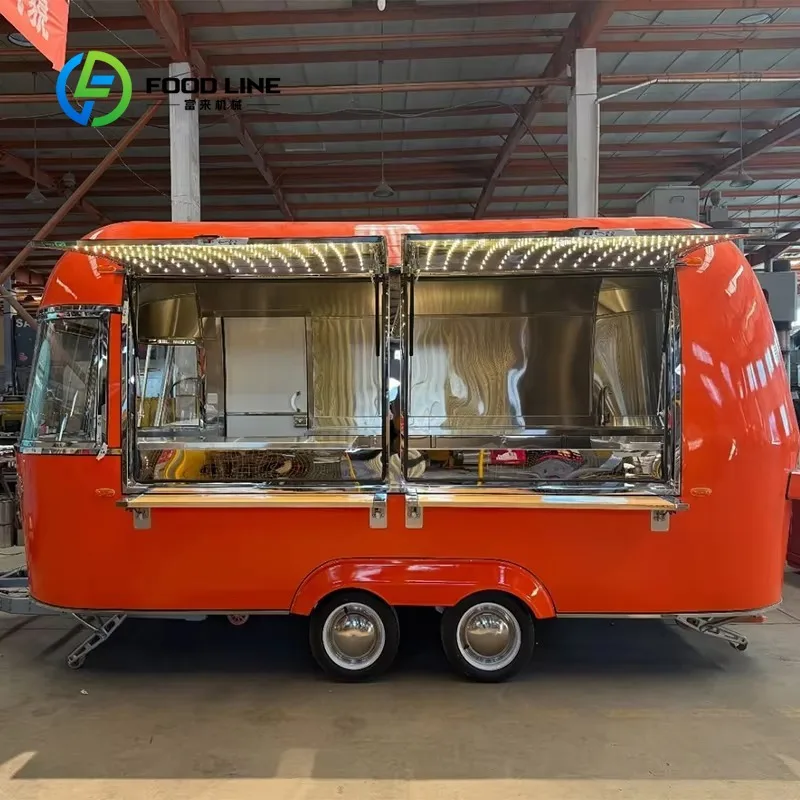 Customized Foreign Trade Circular Food Truck Mobile Concession Trailer for Hamburger Coffee Stall