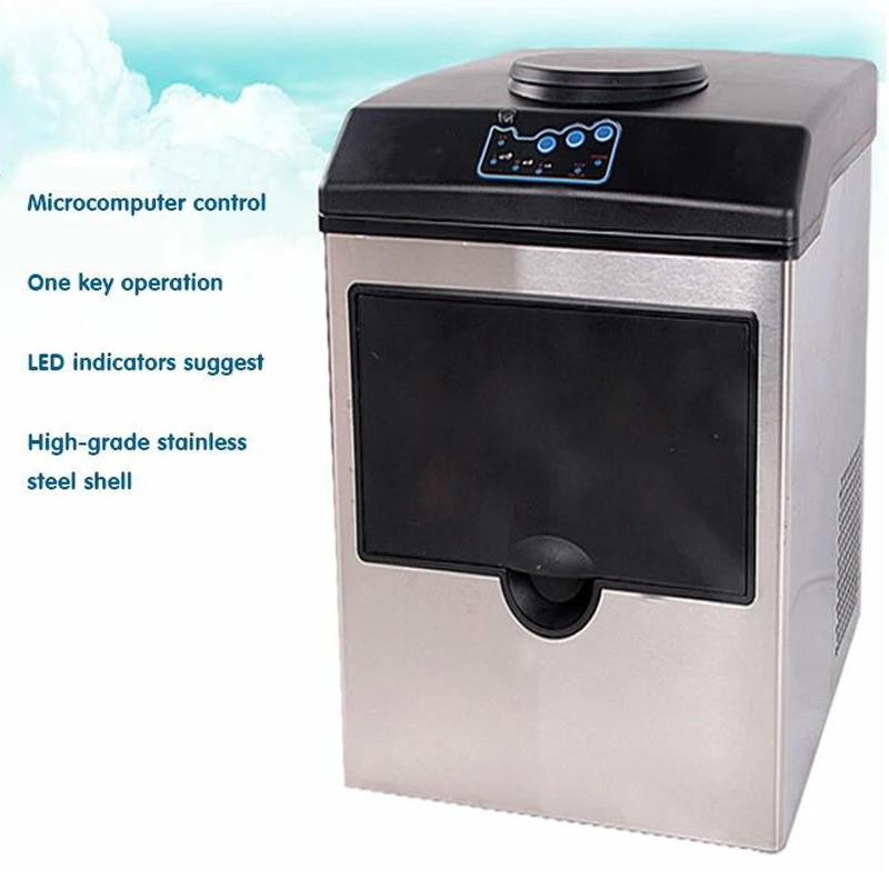 Small Milk Tea Shop 220V Cylindrical Home Ice Cube Making Machine Countertop For Commercial 15KG/24H Electric Ice Maker