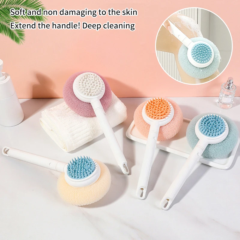 Retractable Shower Brush For Body Double-Sided Back Scrub Brush Long Handled Scrub Brush For Shower Body