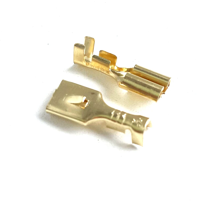 50/100/200/500 Pcs Brass 6.3MM Female Spade Crimp Terminal Brass Wire Connector For Car Relay DJ623-E6.3B H62