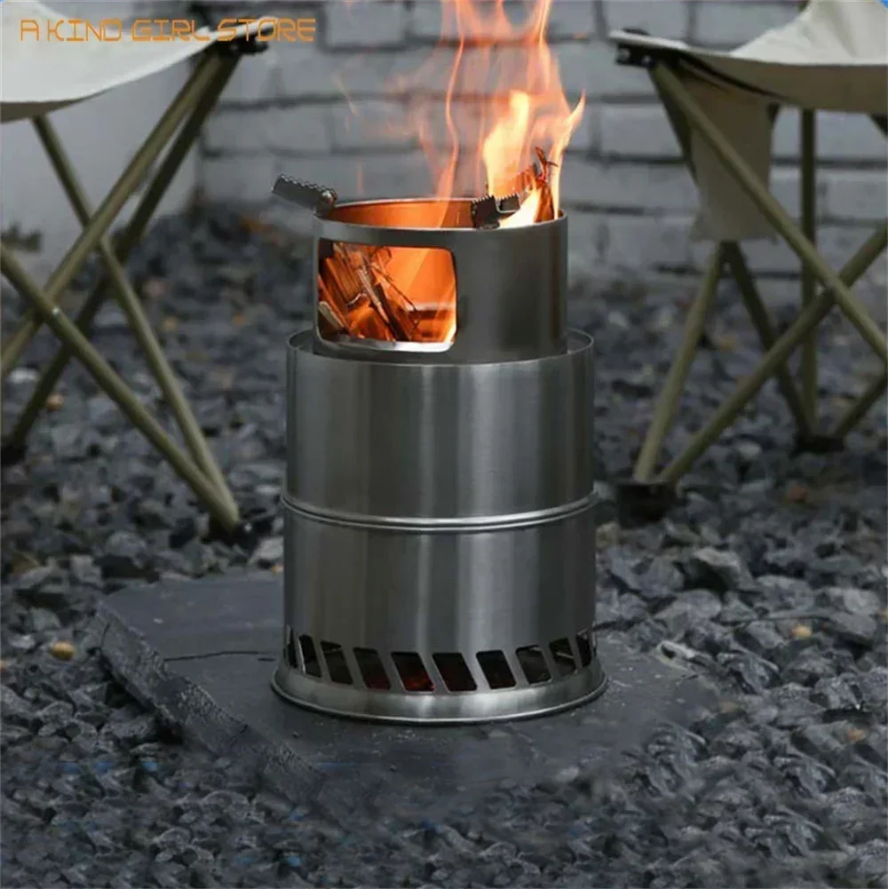 Outdoor Camping Equipment Windproof Wood Stoves Furnace  Portable Fire Heater Picnic Stoves Cross Border BBQ Cooking Gas Burner