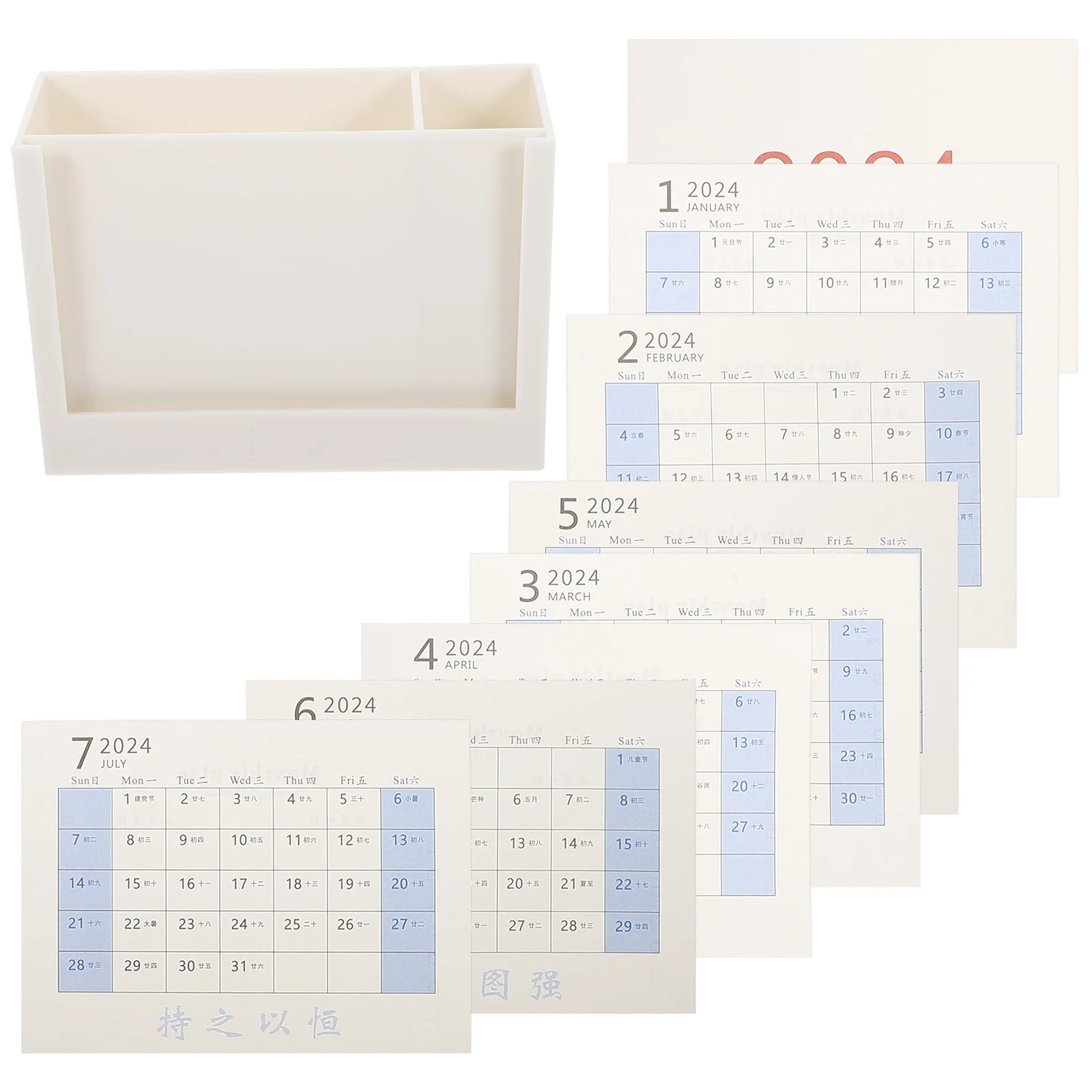 

Plastic Pen Holder Desk Calendar 2024 White Large Capacity Storage Box Office ganizer Makeup Brush Container Pencil Cup Desktop