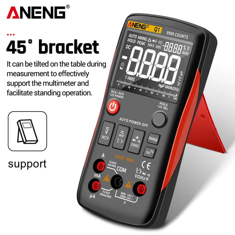 ANENG Q1 Professional Digital Multimeter True RMS 9999 Counts Analog Tester DIY Transistor Capacitor Lcr AC/DC Voltmeter Ammeter