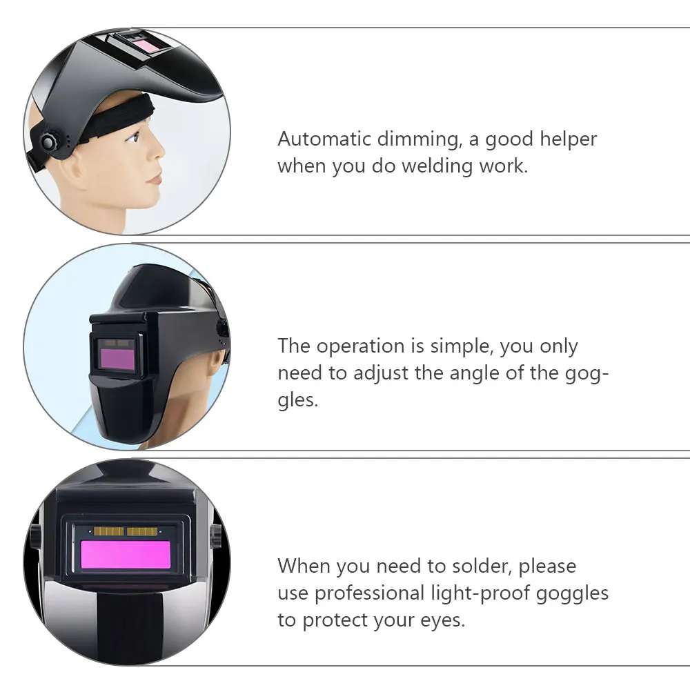 

1 set Auto Dimming Goggles Pc Welding Hood Adjustable For Arc Argon Welding Work Protective Mask Safety