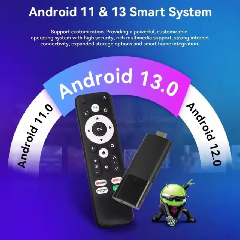 UBISHENG S02 TV Stick Android 13.0 Smart TV Box 4K Set Top Box Allwinner H313 مع جهاز تحكم عن بعد رباعي النواة BT5.0 HDR 10+ مشغل الوسائط