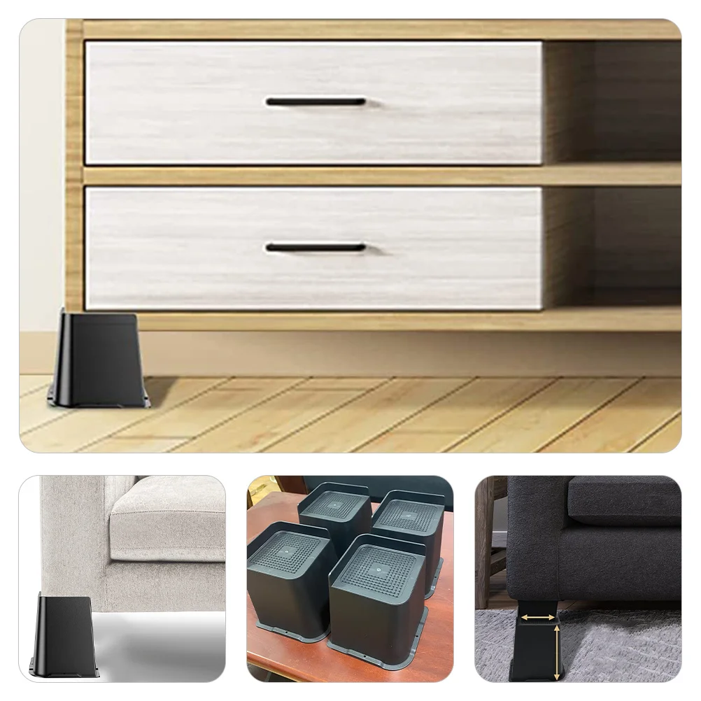 

4pcs Anti-Skid Furniture Risers Half-Wrapped Sofa Chair Leg Pads For Table Desk Cabinet Bed Floor Protector Storage Lift Blocks