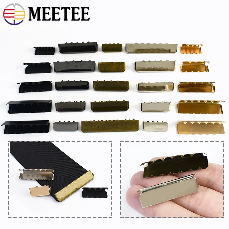 

50Pcs 20-38mm Metal End Clip Buckle Belt Zipper Strap Tail Wallet Sewing DIY Bag Garment Leather Stopper Hardware Accessories