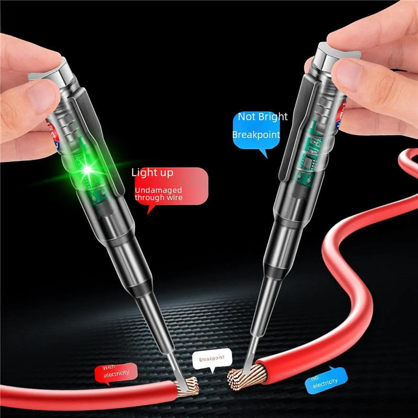 2Pcs Voltage Detector Voltage Tester Pen High Bright Portable Test Screwdriver