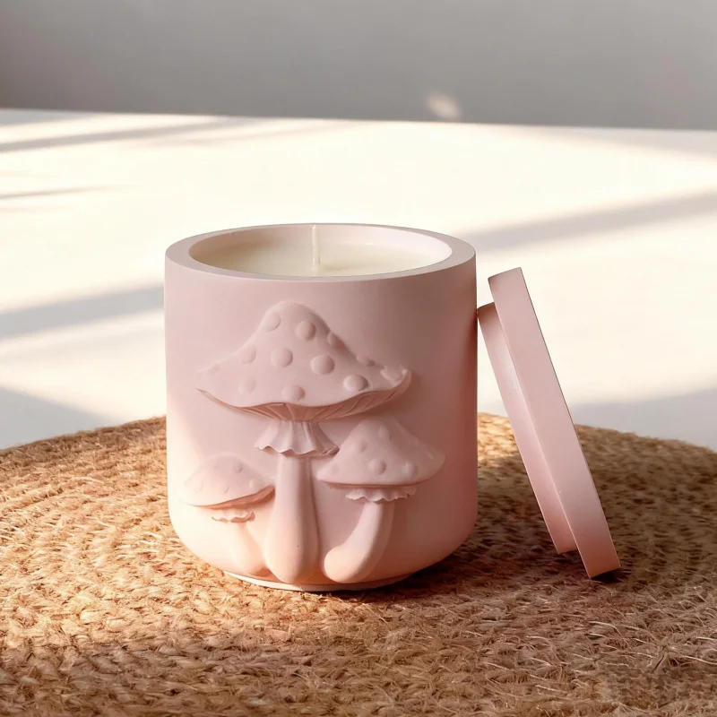 

Mushroom Pattern Round Plaster Gypsum Storage Box Silicone Mold Candle Cup Storage Jar Home Decoration Silicone Molds