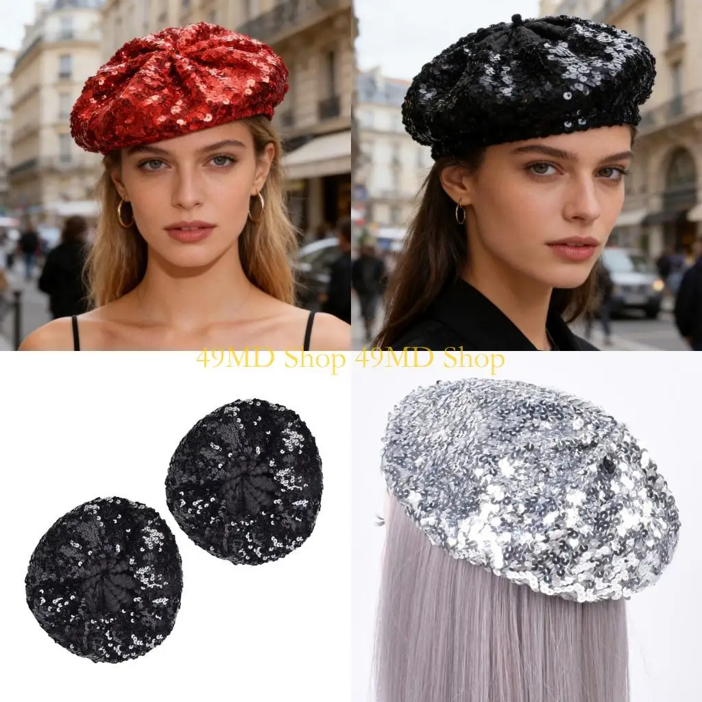 49MD Pack Of 2 Eye Catching Hat For Women And Girls Shining Decorative Headwear For Stage And Fashion Photos