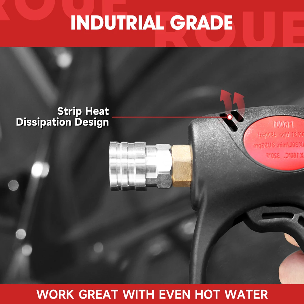 ROUE 1/4” Quick Connect Car 4500PSI Wash High Pressure Spray Gun Stainless Steel Brass M22-14mm for Karcher/Nilfisk/Bosch Lavor