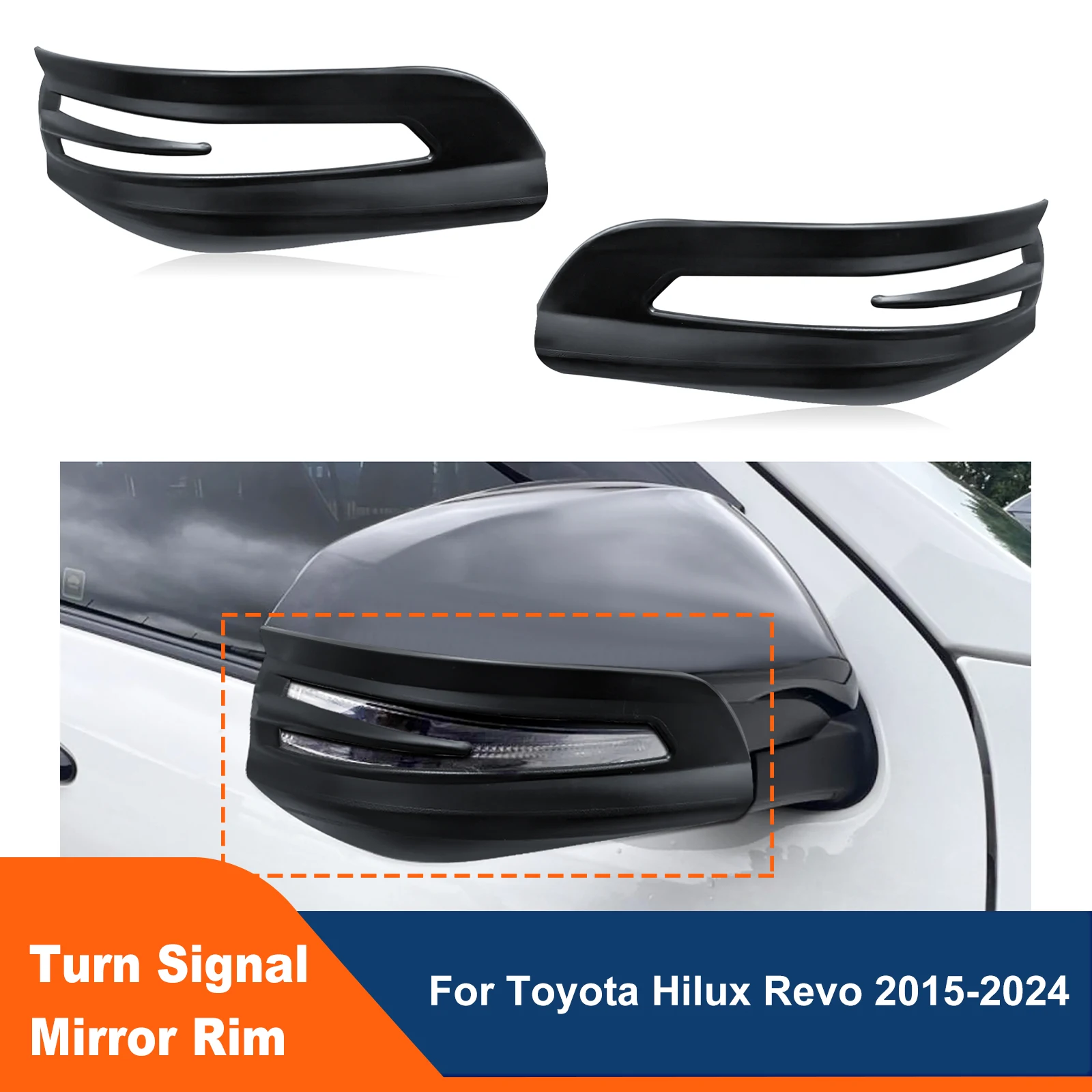 Decorative Turn Signal Mirror Rim Cover Fit For Toyota Hilux Revo 2015-2024 Year Models Light Cover 4X4 Car Styling 2Pcs/Set