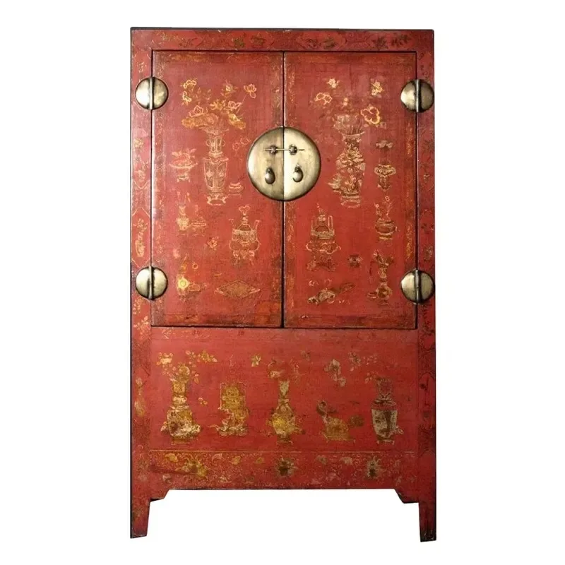 Antique Vintage Hand Painted Wardrobe Bedroom Wall Storage Cabinet