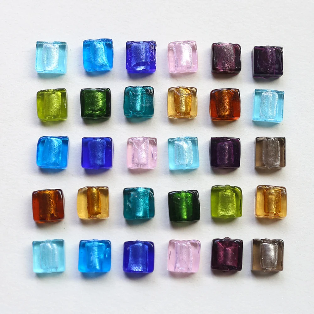 30pcs/ Set Vintage glass straight hole square bead scattered beads DIY handmade earrings necklace bracelet accessories