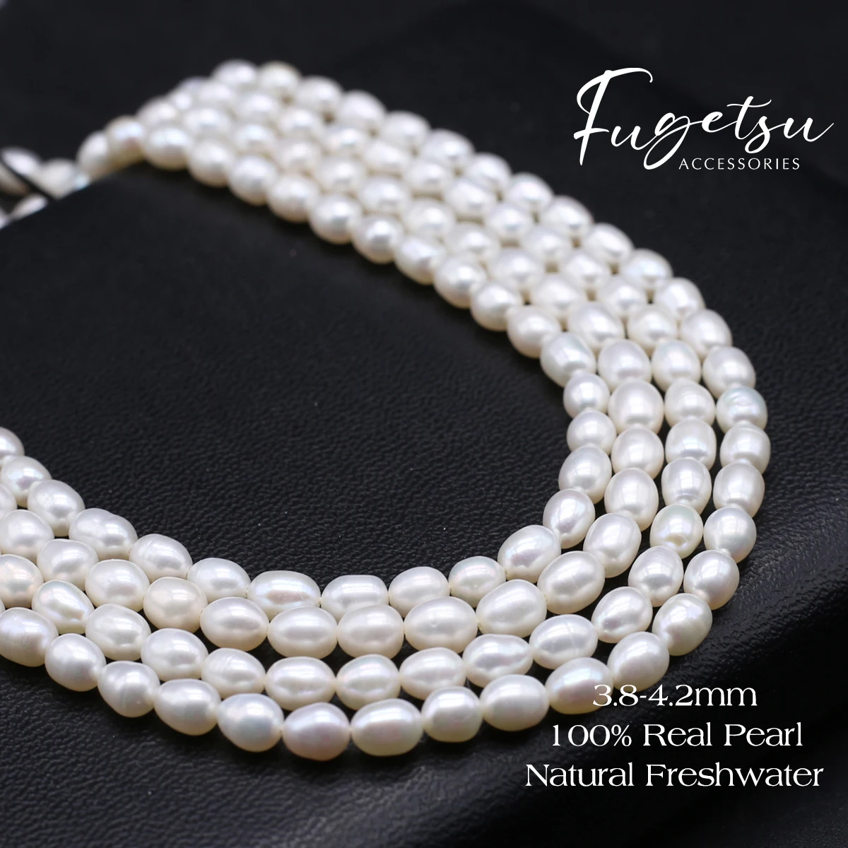 

Natural Freshwater Pearl Beaded AAA 3.8-4.2mm Rice Shape Punch Loose Beads for Jewelry Making DIY Bracelet Necklace Accessories