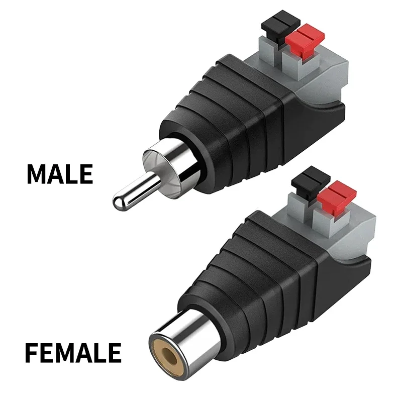 4/10/40Pcs RCA Plug Male Female Connectors RCA Lotus Head Welding-free Audio Speaker Press Type Terminal AV Plug Socket Adapter