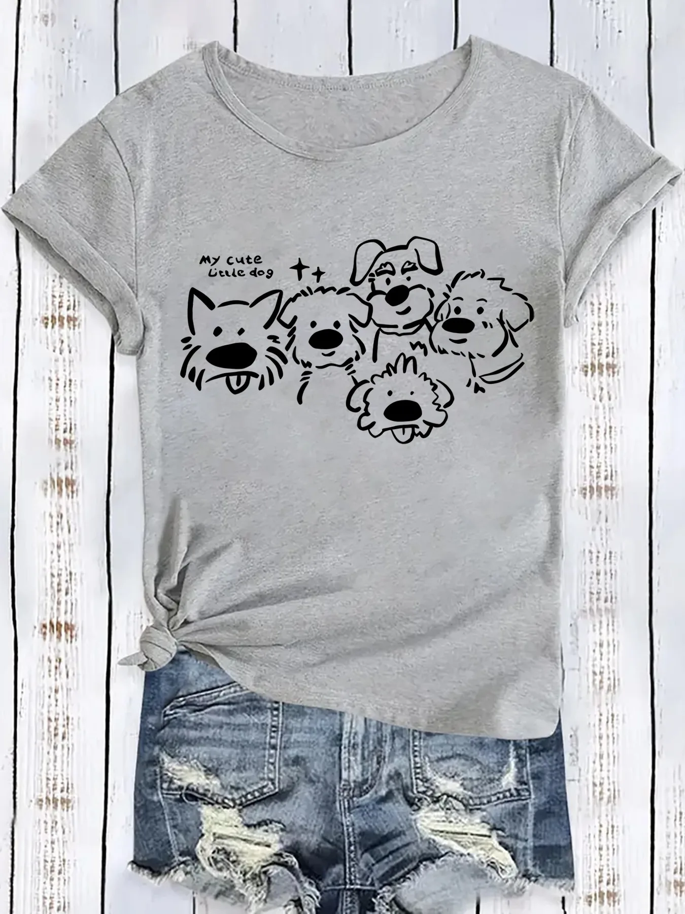 Women Short Sleeve T-Shirt Playful Dog  