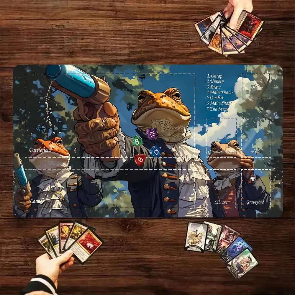 60X35cm Duelist Aristocrat Frogs Play mat Zoned Desk Mat Non-Slip Rubber Base Stitched Edges For TCG Card Game