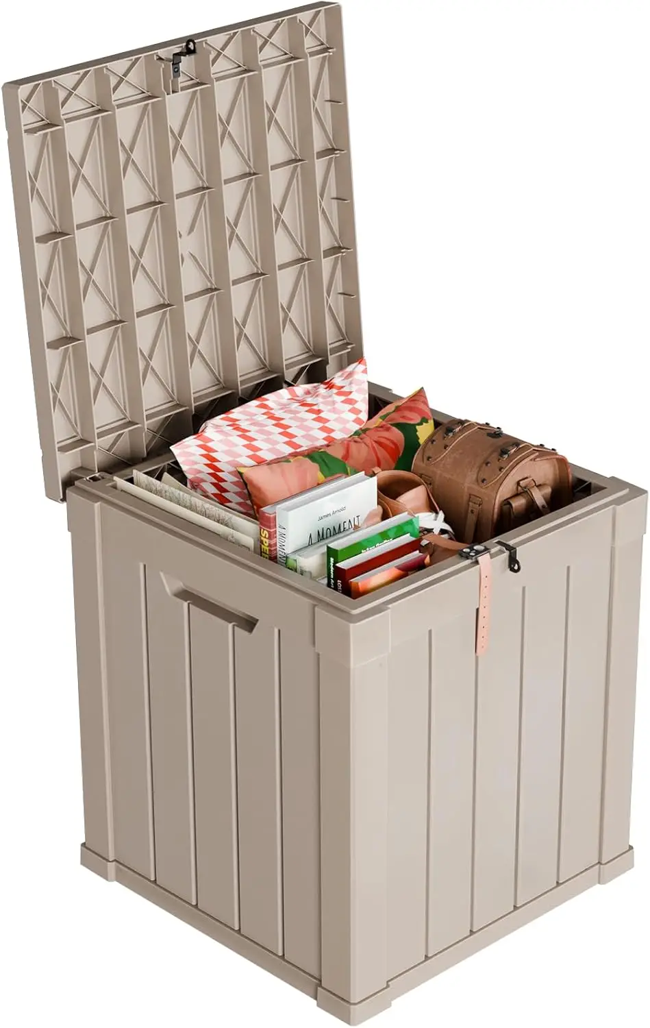 

Outdoor Deck Box Waterproof Resin Storage Box with Lockable Indoor Outdoor Storage Bin for Patio Cushions,Patio Furniture, G