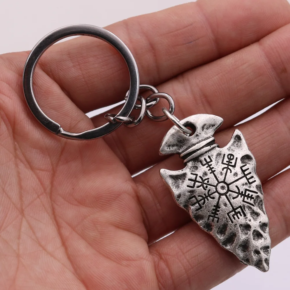 Men\'s Anchor Pendant Keyring Vikings Thors Hammer Rune Valknut Keychain Handmade Norse Jewelry