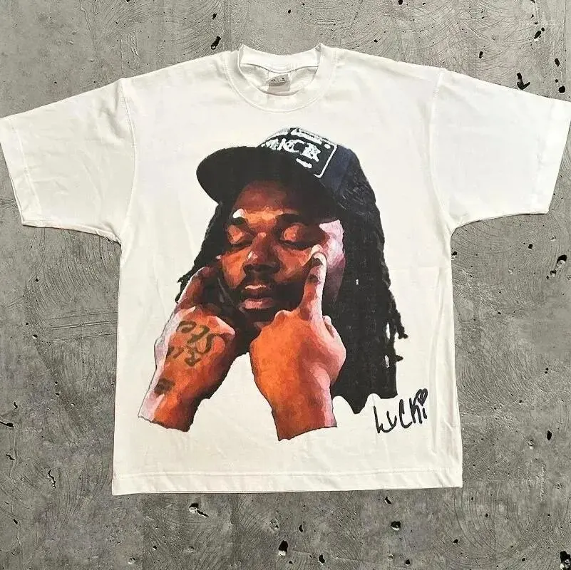 

Men's T-Shirt Retro Trend Portrait Print Short Sleeve T-Shirt Y2k Gothic Harajuku Hip Hop Couple Casual Loose