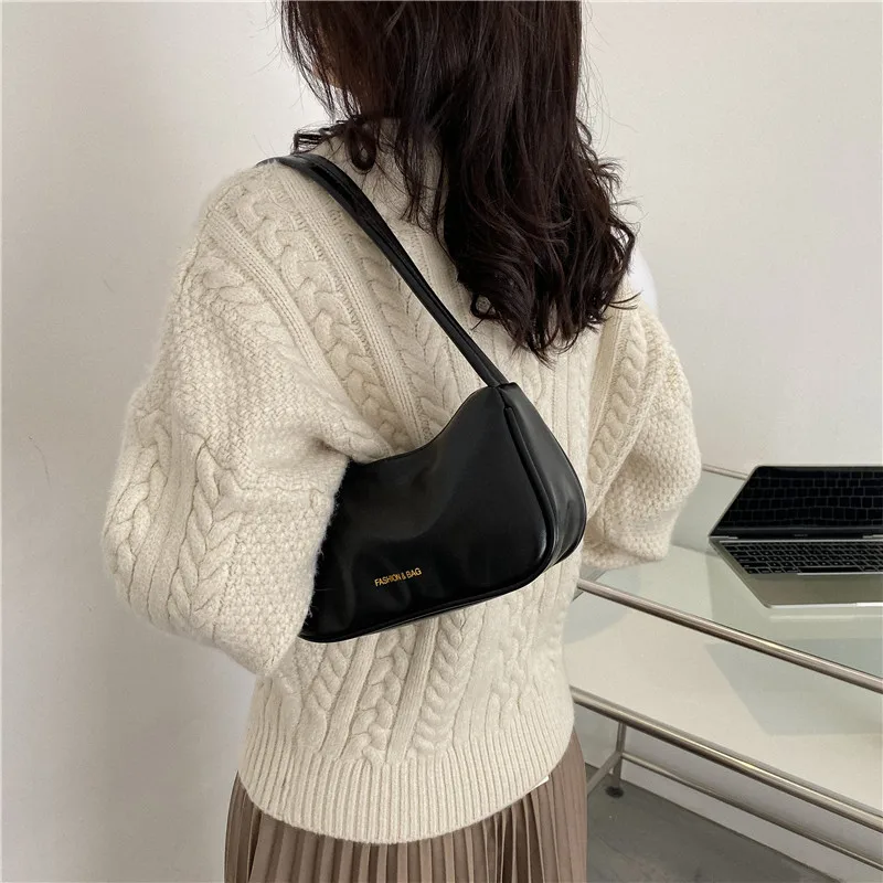 Vintage PU Leather Shoulder Bag Women Causal Luxury Handbags and Purse Female Designer HandBag Small Brand Women Underarm Bag