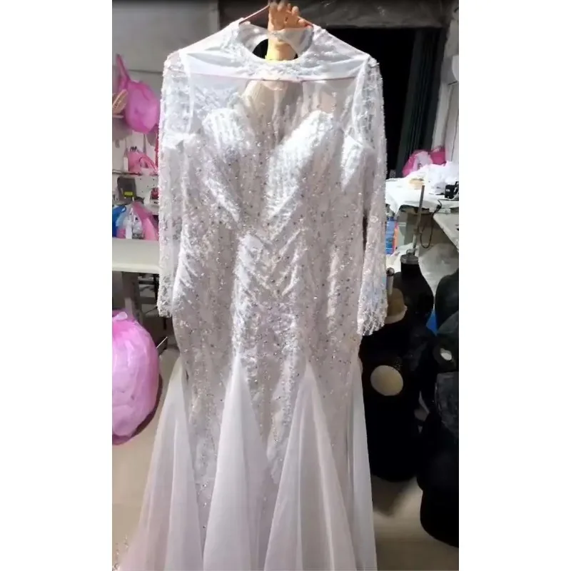 

Customized Detachable Trailing Mermaid Luxury Custom Made Beaded Bridal Bride Wedding Dress Bridal Gown