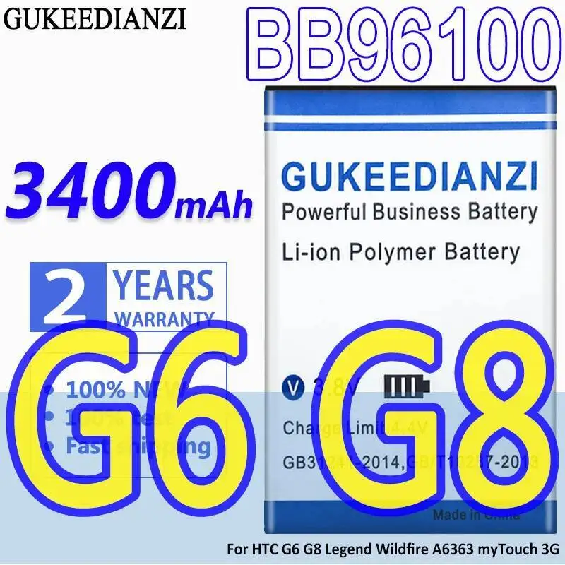 

BB96100 долговечная работа для Htc G6 G8 Legend Wildfire A6363 Mytouch 3G 3400 мАч аккумулятор мобильного телефона высокий