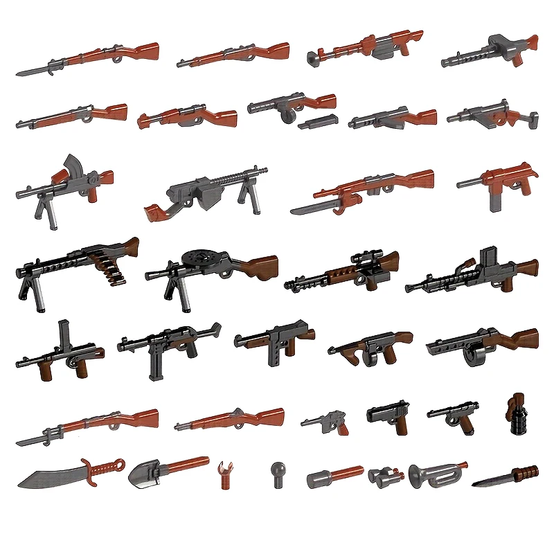 Armas do exército tijolos pacote de armas peças blocos soldados figura acessórios peças diy moc tijolos acessórios ww2 arma militar brinquedos