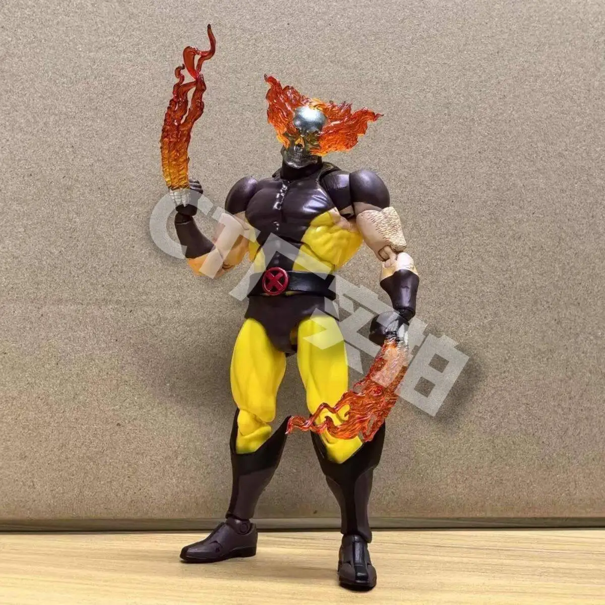 Figura de acción articulada de Ct Toys X-Men Logan, Hellfire, Ghost Rider, Wolverine con accesorios de cabeza de calavera de fuego y garra de fuego, coleccionable