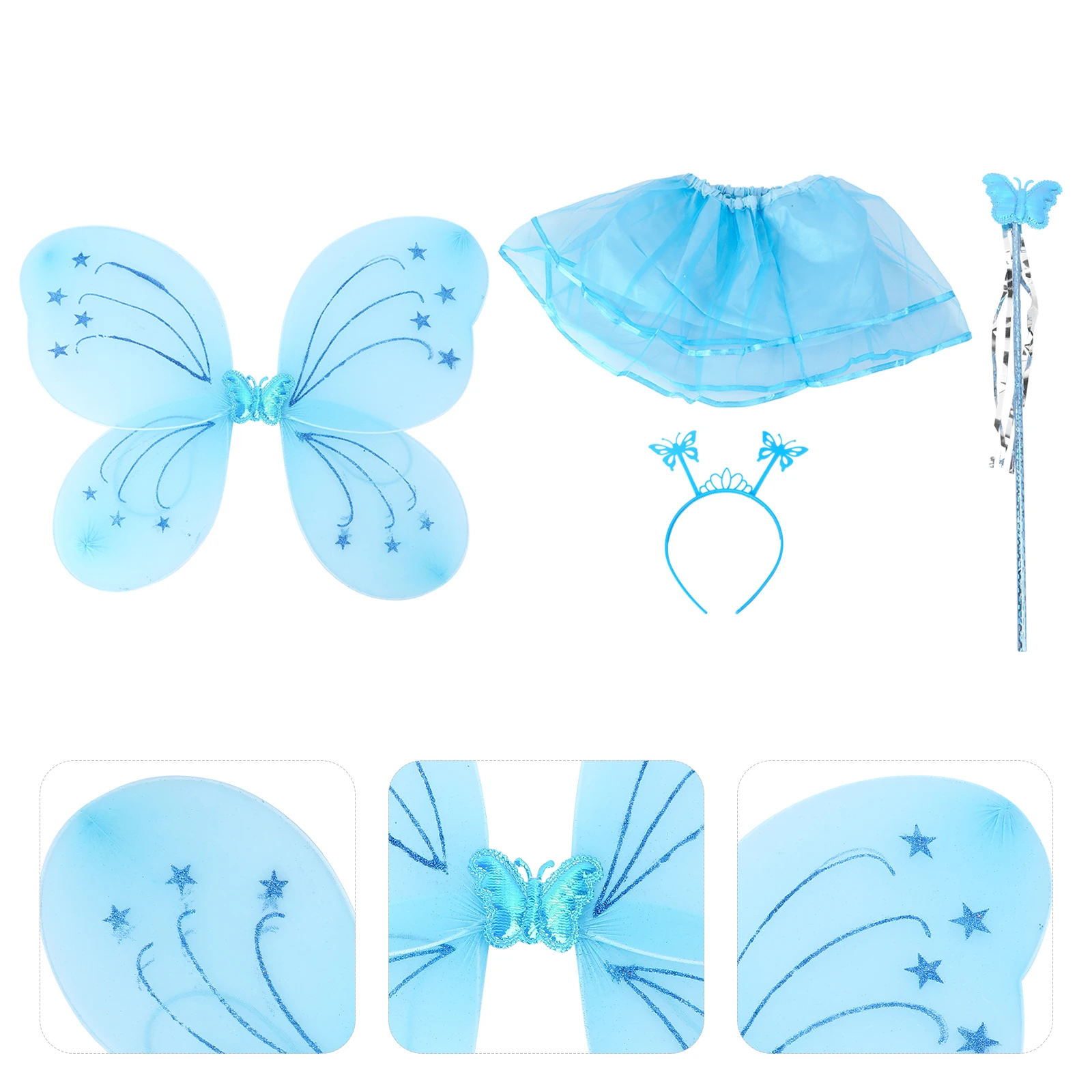 

Butterfly Wings Headb Tutu Costume for Girls Fairy W Skirt Lightweight Durable Tulle Party Stage Performance Halloween Costumes