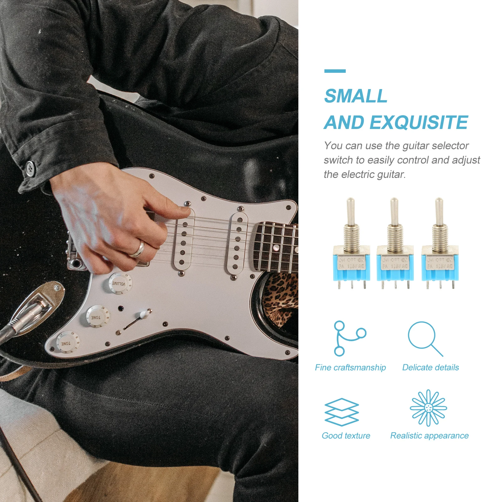 

6pcs Guitar Toggle Rocker Selector Switch Metal Accessories 3 Way Electric Guitar Parts Musical Instrument Electrical Equipment