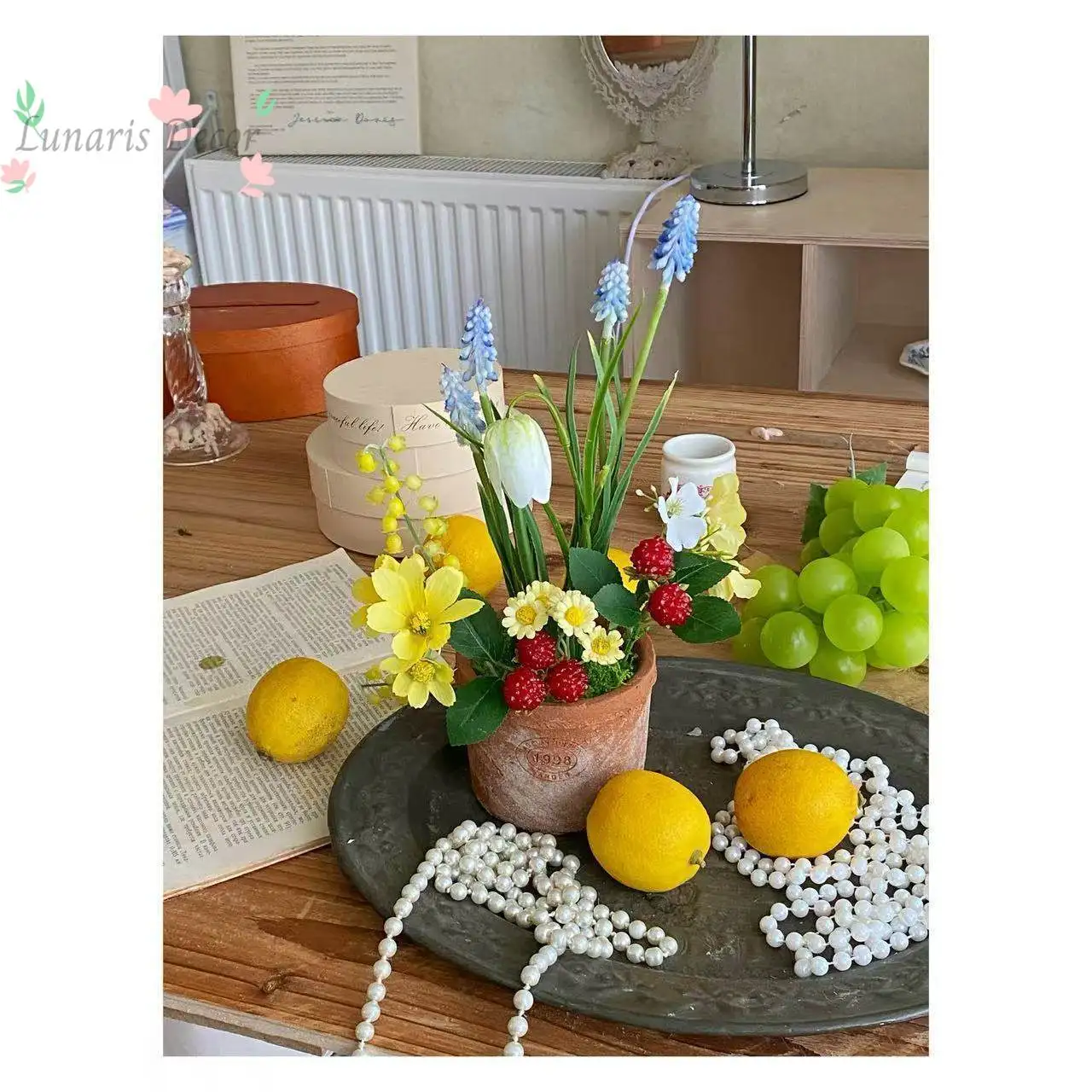 

Hyacinth potted plant, french natural style floral arrangement, high-quality artificial flowers
