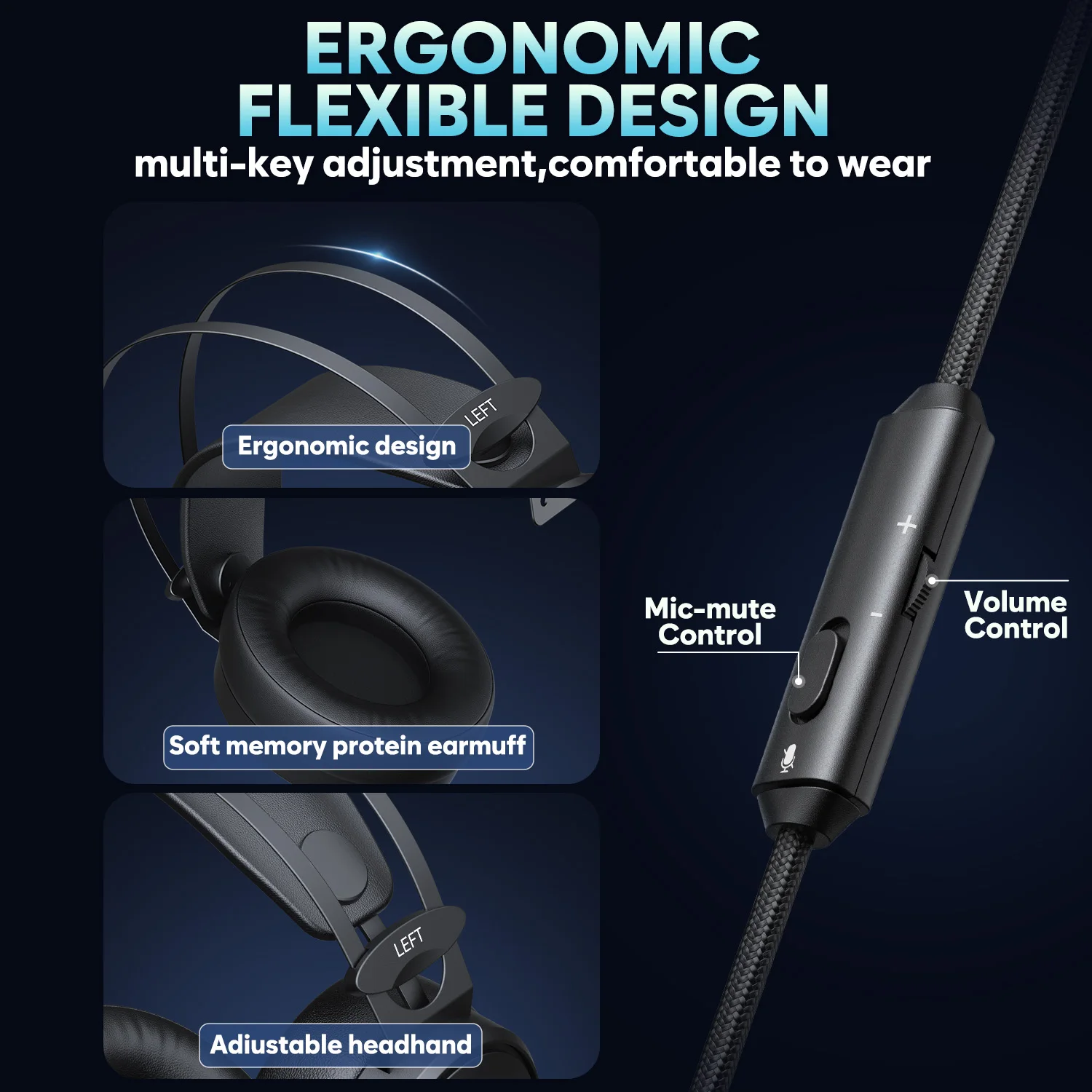 Проводные игровые наушники NUBWO с микрофоном с шумоподавлением, гарнитуры N7, геймерская стереогарнитура для PS4, Xbox One для ПК/MAC/PS4/PS5