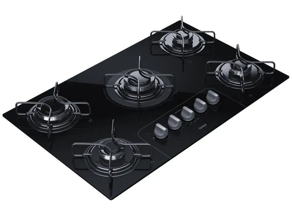 Cooktop 5 Bocas a Gás GLP Consul Vidro Temperado - Bivolt