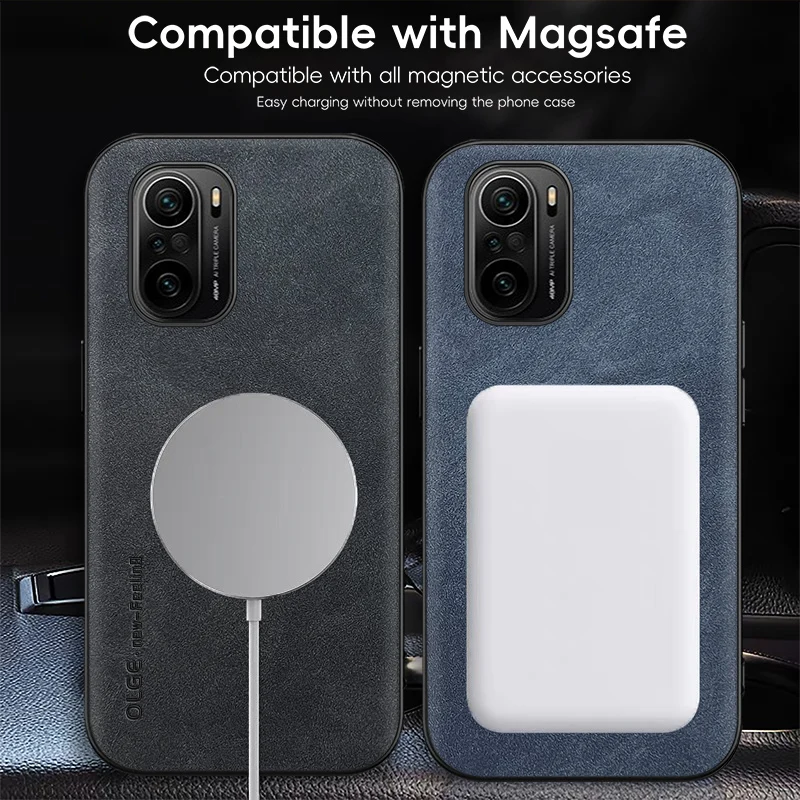 Magnetic Retro Leather Case For Xiaomi Poco F3 F4 PocoF3 PocoF4 Wireless Charging Phone Case Cover