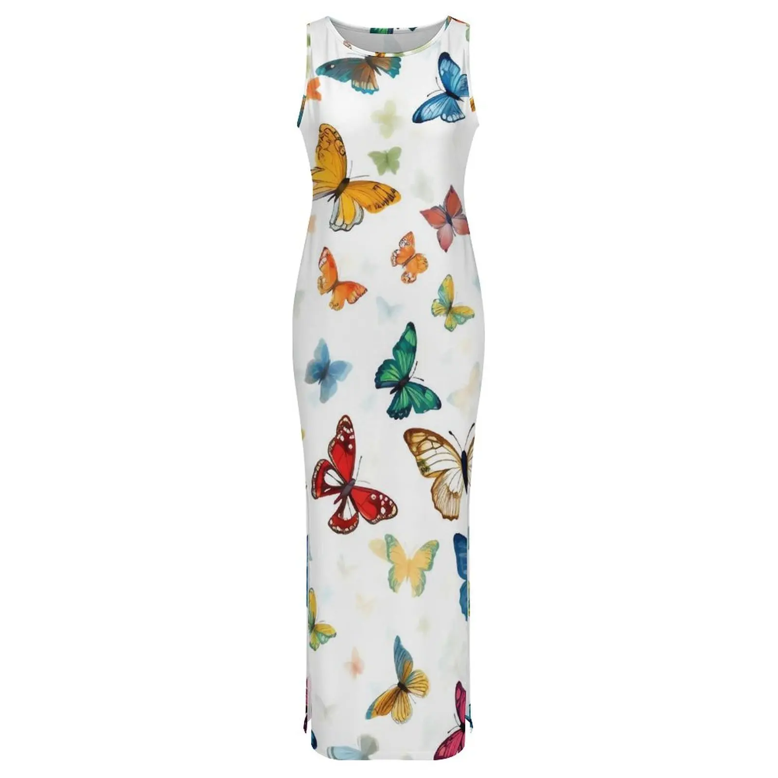 اللون الفراشات Bodycon فستان الربيع الحيوان طباعة خمر فساتين ماكسي الإناث أكمام مخصص DIY Y2K فساتين راقية حجم كبير