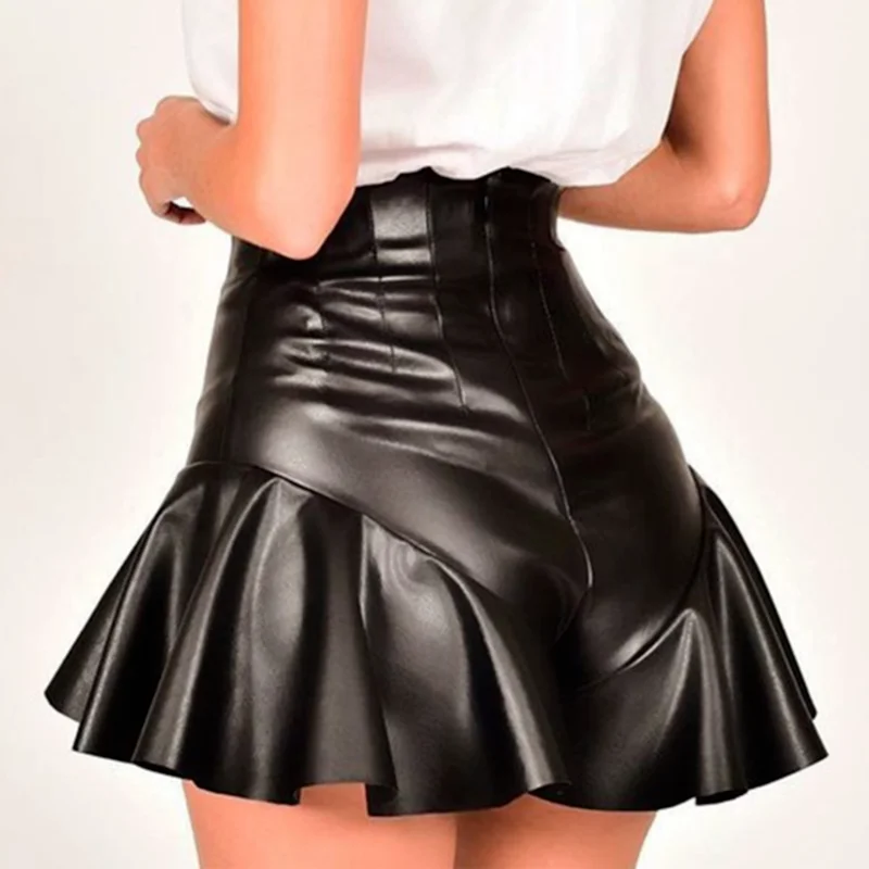 

High Waist Sexy PU Leather Shorts Retro Club Party Black Zip Pleated Gothic Short Feminino 2023 Summer Women Loose Wide Shorts